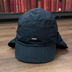 Fera Skiwear Trapper Ear Flap Insulated Down Ski Black Outdoor Snaps Hat